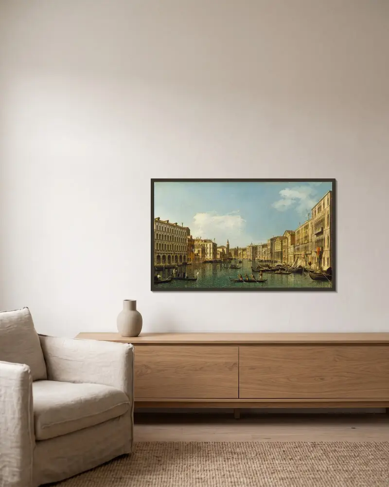 Venedig, Canal Grande vom Palazzo Foscari zur Carità von Canaletto gerahmt an einer Wand