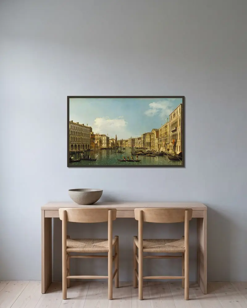 Venedig, Canal Grande vom Palazzo Foscari zur Carità von Canaletto gerahmt an einer Wand