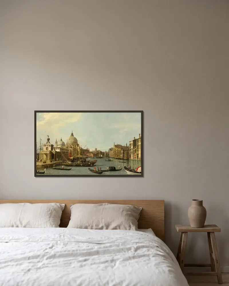 Venedig; die Mündung des Canal Grande von Osten von Canaletto gerahmt an einer Wand