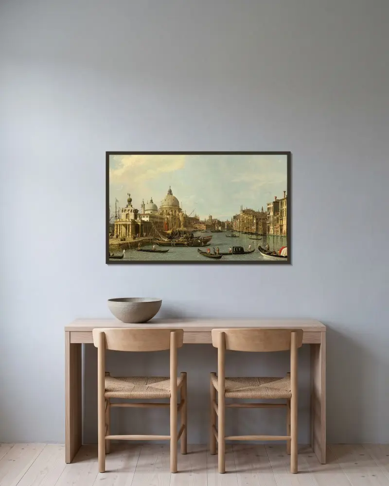 Venedig; die Mündung des Canal Grande von Osten von Canaletto gerahmt an einer Wand