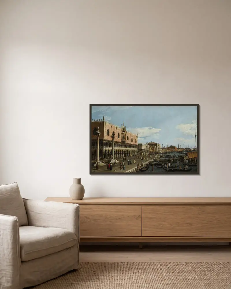 Venedig, Riva degli Schiavoni av Canaletto inramad på en vägg