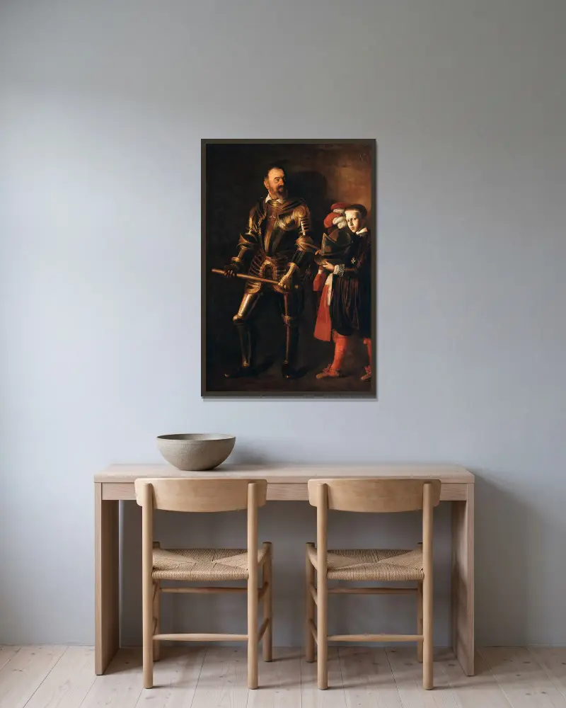 Alof de Wignacourt av Caravaggio inramad på en vägg