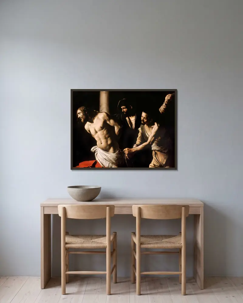 Kristus u sloupu, Caravaggio v rámu na stěně
