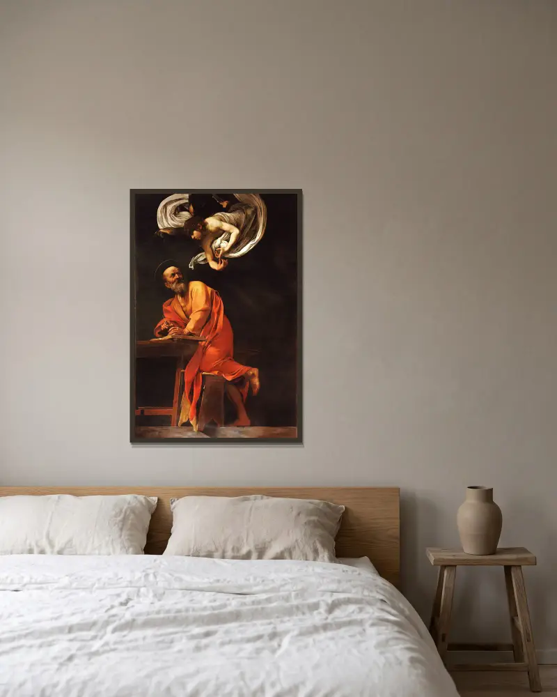 Svatý Matouš a anděl, Caravaggio v rámu na stěně