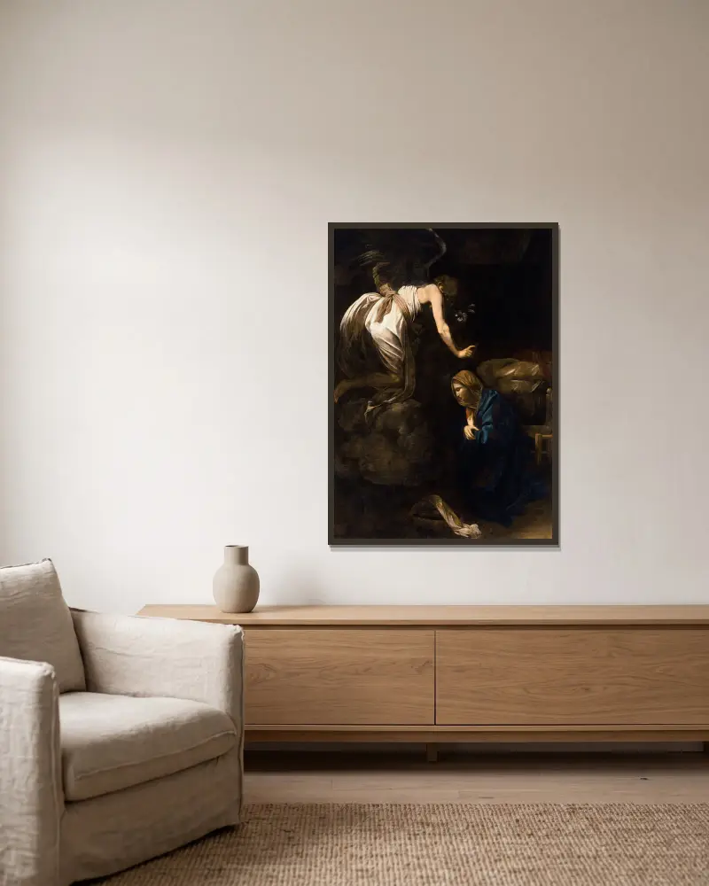 Zwiastowanie, Caravaggio w ramie na ścianie