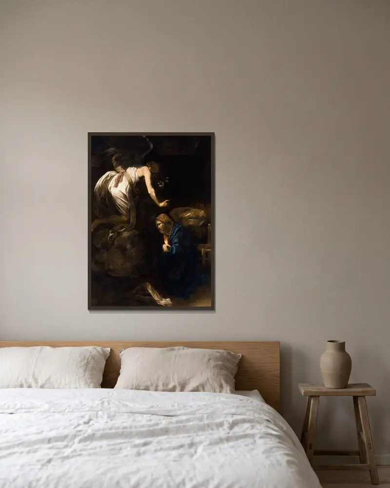 Zwiastowanie, Caravaggio w ramie na ścianie