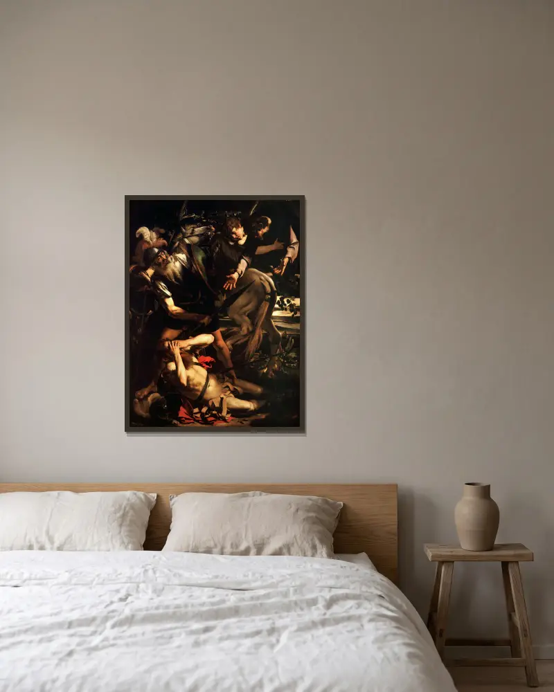 Sankt Paulus omvändelse av Caravaggio inramad på en vägg