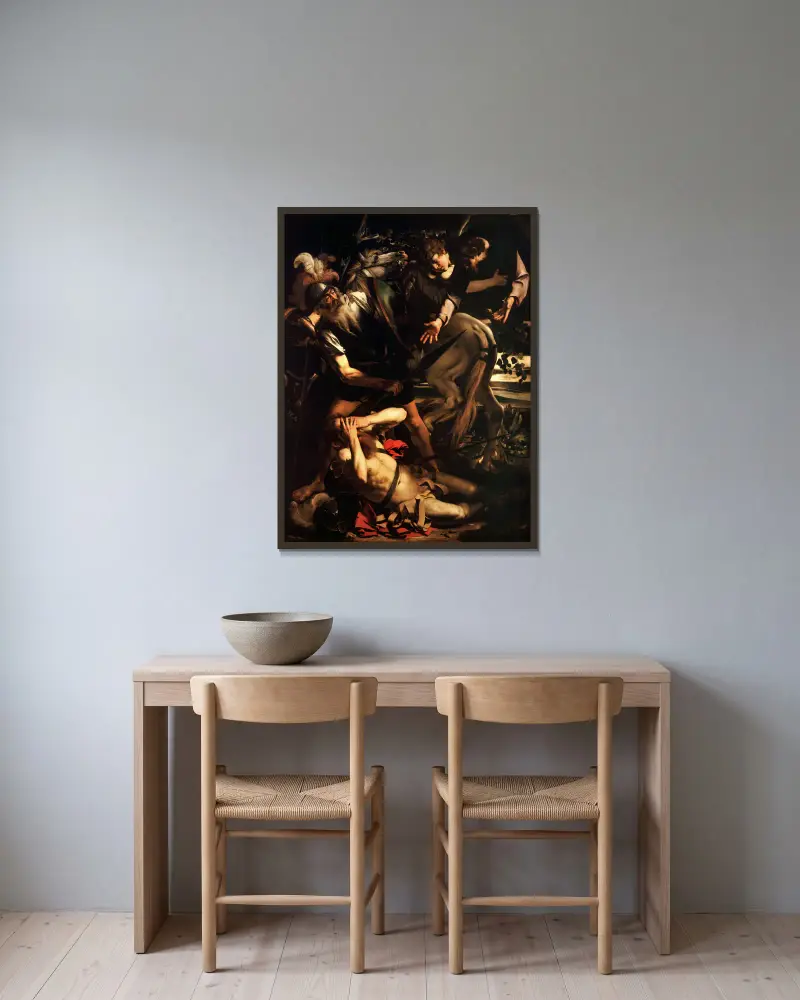 Sankt Paulus omvändelse av Caravaggio inramad på en vägg