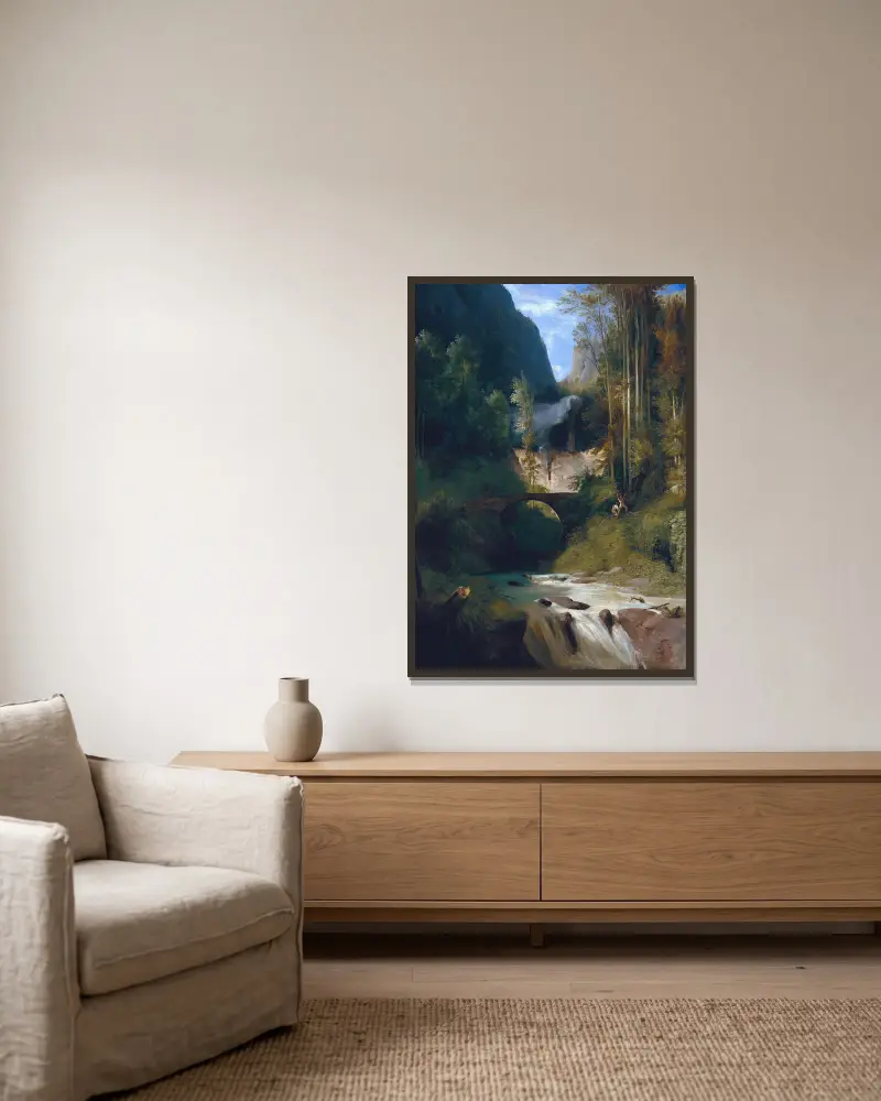 Gorge near Amalfi av Carl Blechen inramad på en vägg