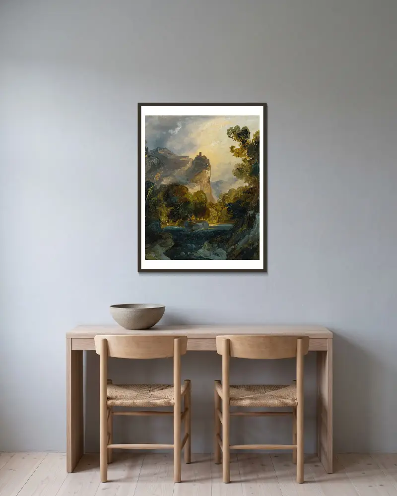 Italian Landscape av Carl Blechen inramad på en vägg