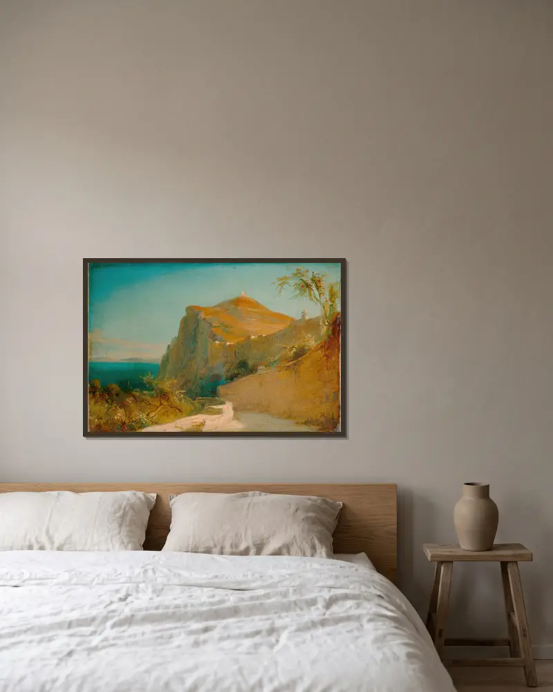 Tiberius rocks at Capri av Carl Blechen inramad på en vägg