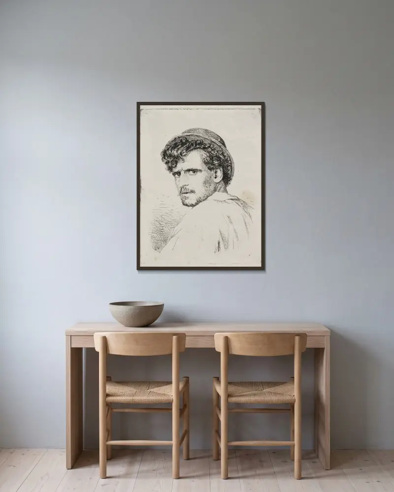 Huvud av en italienare av Carl Bloch inramad på en vägg
