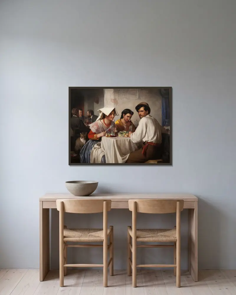 In a Roman Osteria av Carl Bloch inramad på en vägg