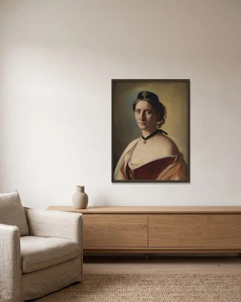 Die Ehefrau des Künstlers, Frau Alma Bloch, geborene Trepka von Carl Bloch gerahmt an einer Wand