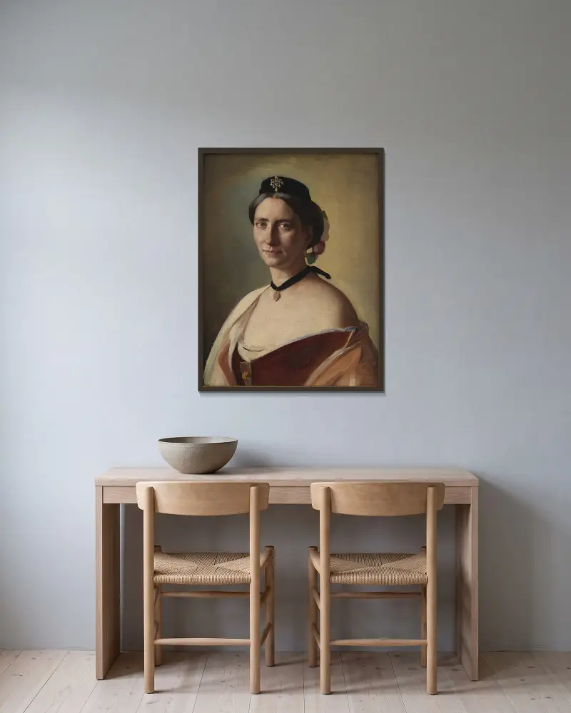 Die Ehefrau des Künstlers, Frau Alma Bloch, geborene Trepka von Carl Bloch gerahmt an einer Wand