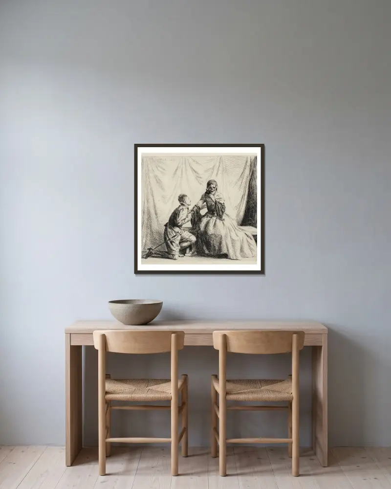 Der Jüngling und der Tod von Carl Bloch gerahmt an einer Wand