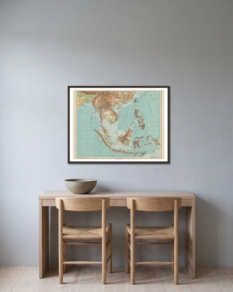Hinterindien und Ostindische Inseln av Carl Diercke inramad på en vägg