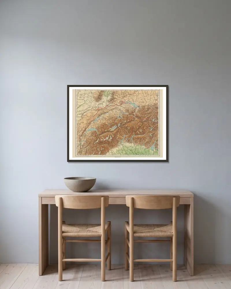 Schweiz von Carl Diercke gerahmt an einer Wand