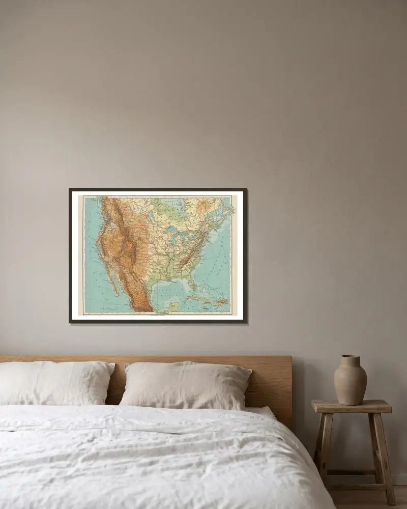 Förenta staterna och Kanada av Carl Diercke inramad på en vägg