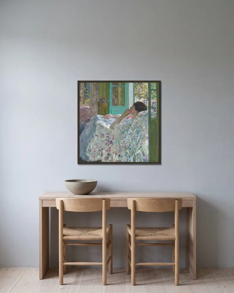 Eftermiddag – Gult rum av Frederick Carl Frieseke inramad på en vägg