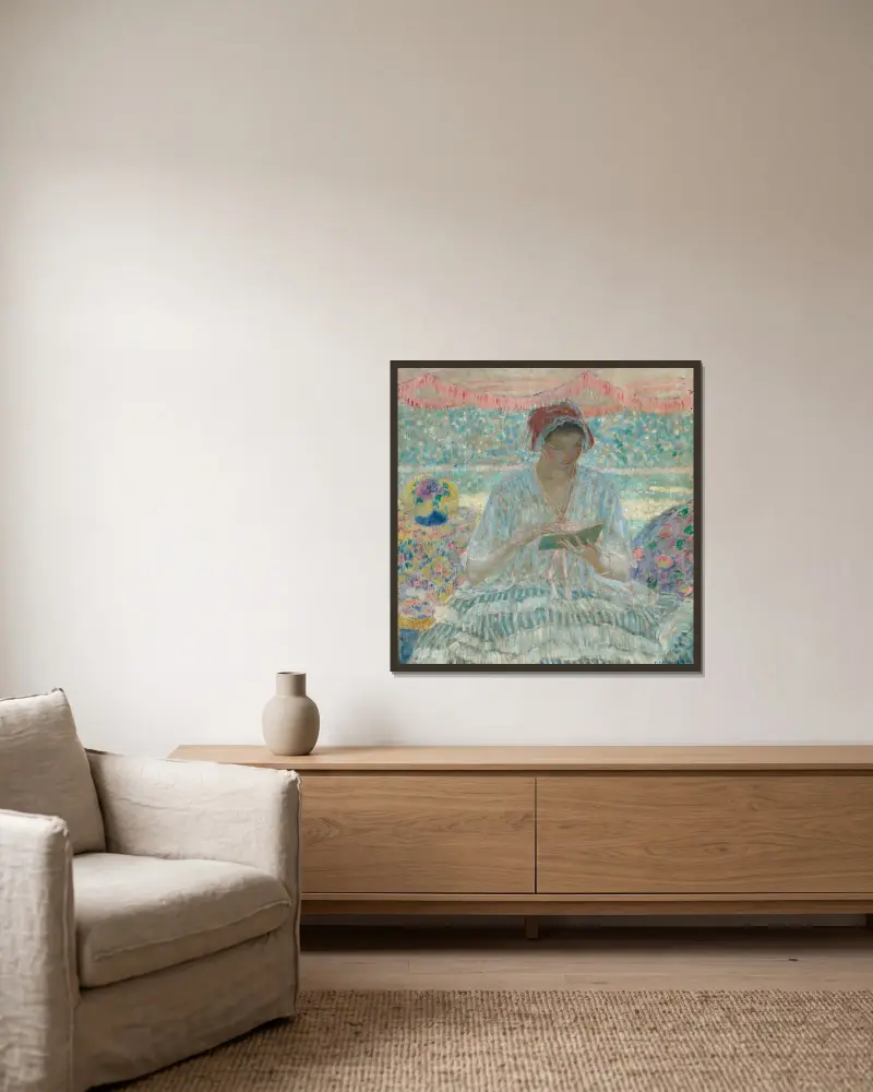 Pod markizą, Frederick Carl Frieseke w ramie na ścianie