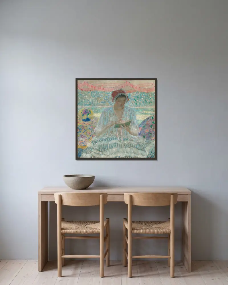 Pod markizą, Frederick Carl Frieseke w ramie na ścianie