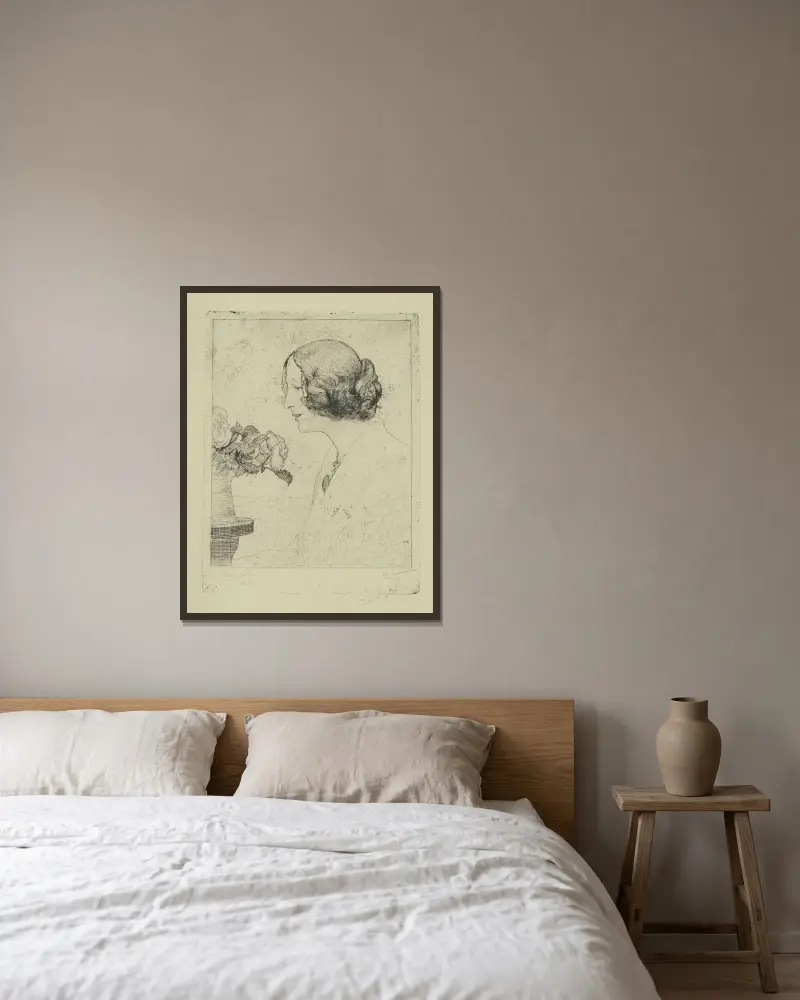 Anna-Stina Alkman av Carl Larsson inramad på en vägg
