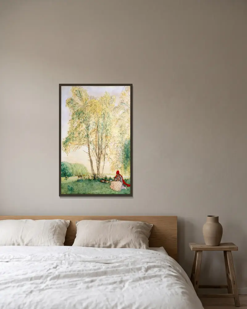 Pod břízami, Carl Larsson v rámu na stěně