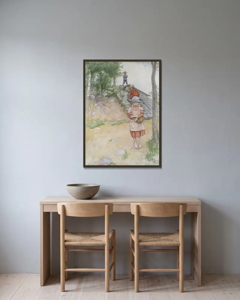 U sklepa, Carl Larsson v rámu na stěně