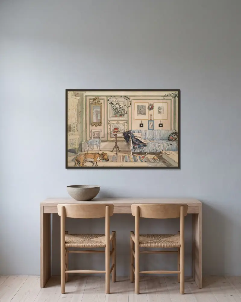 Útulný koutek, Carl Larsson v rámu na stěně