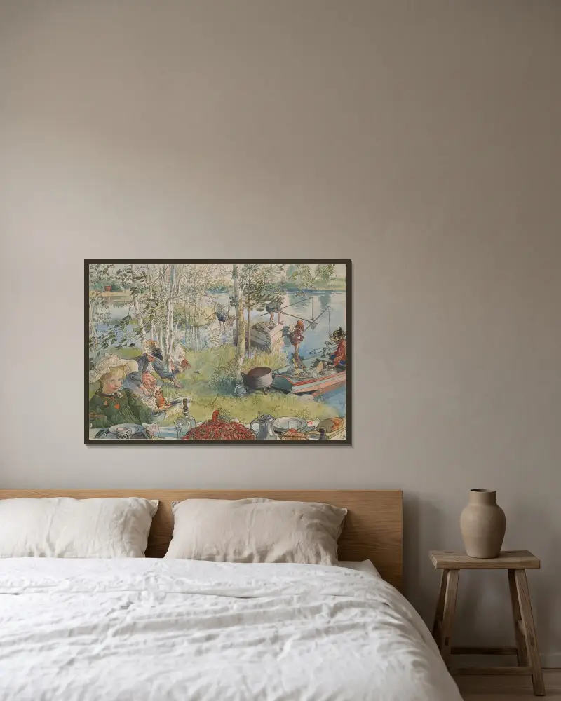 Połów raków, Carl Larsson w ramie na ścianie