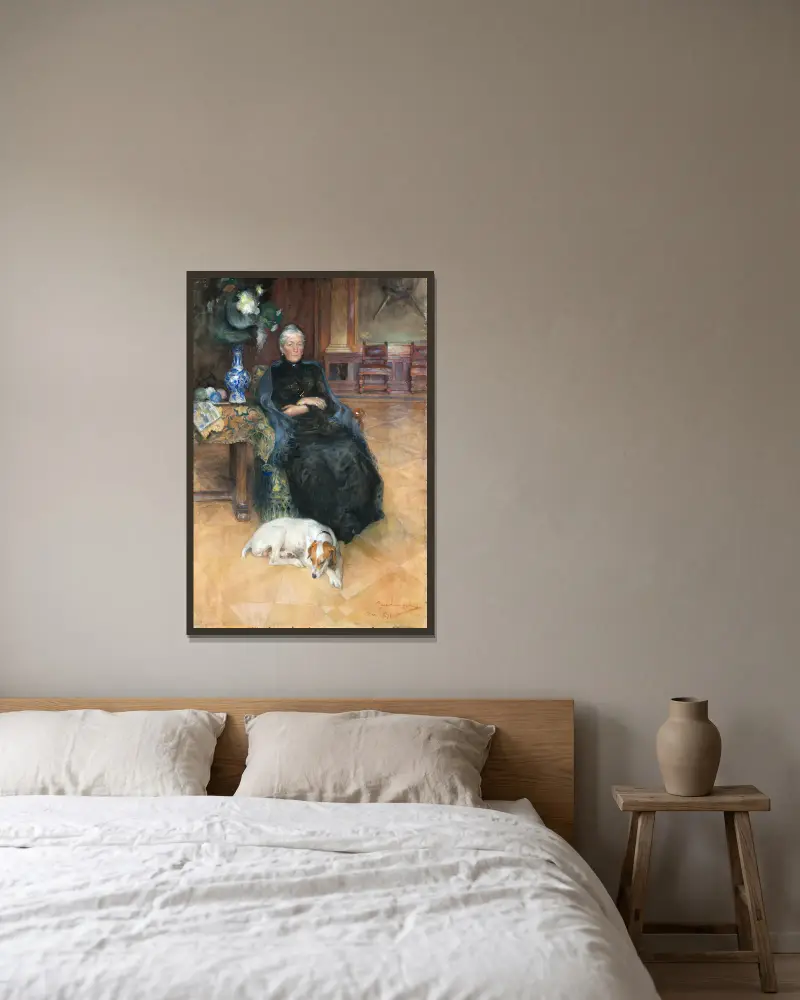 Göthilda Fürstenberg av Carl Larsson inramad på en vägg