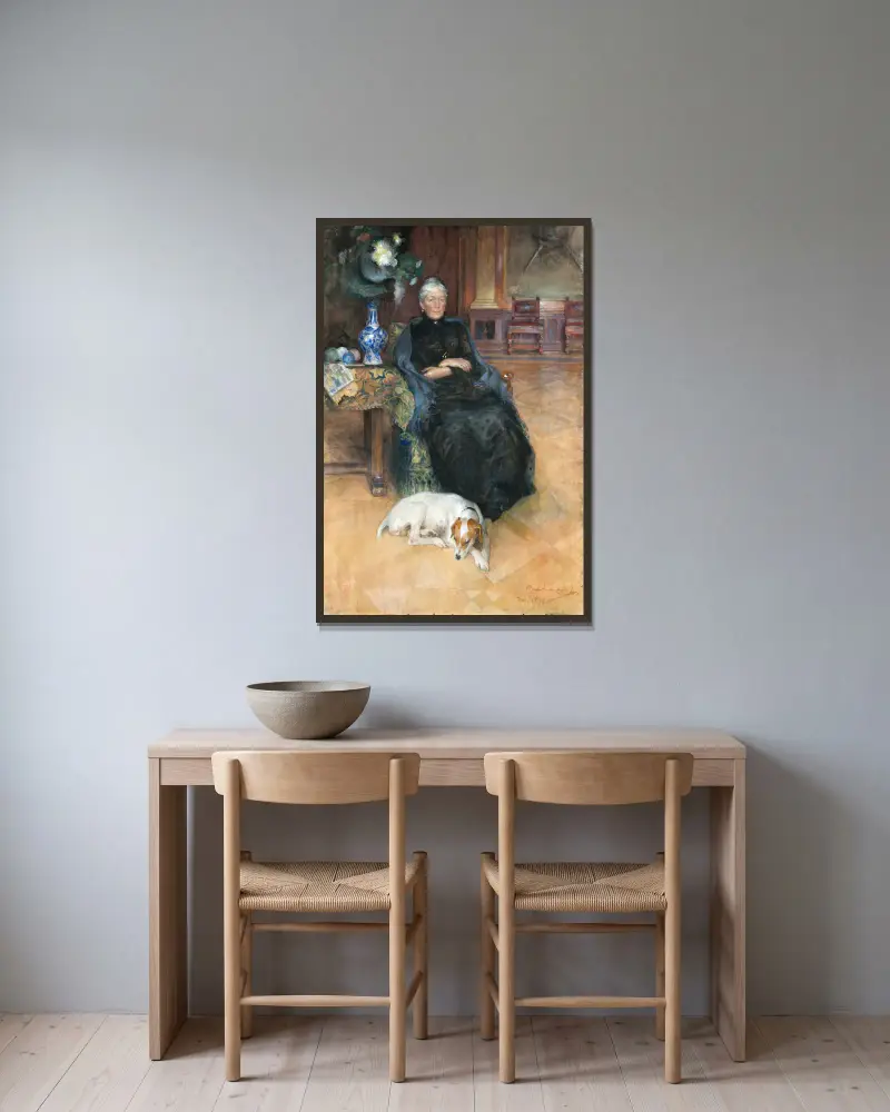 Göthilda Fürstenberg av Carl Larsson inramad på en vägg