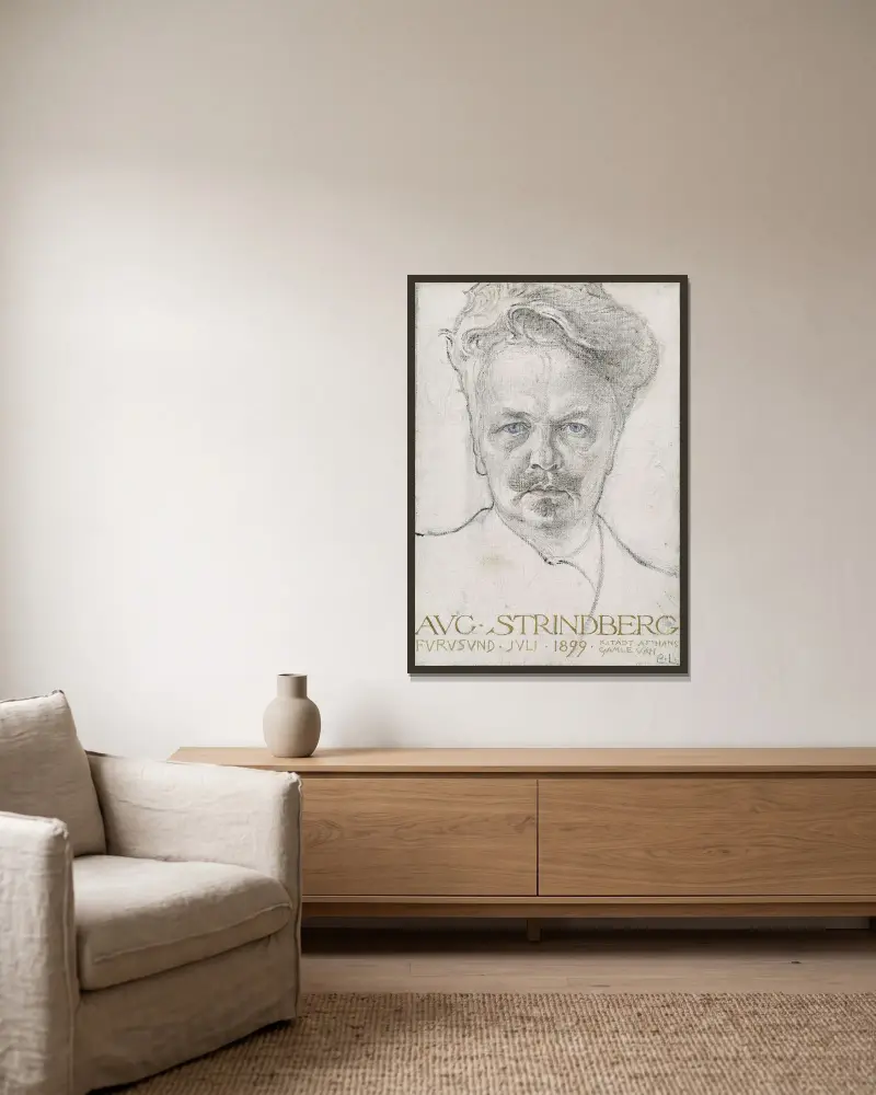 Spisovatel August Strindberg, Carl Larsson v rámu na stěně