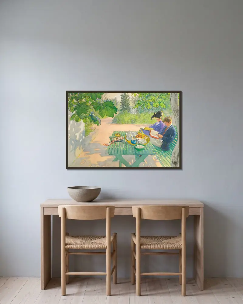 Ferienlektüre von Carl Larsson gerahmt an einer Wand
