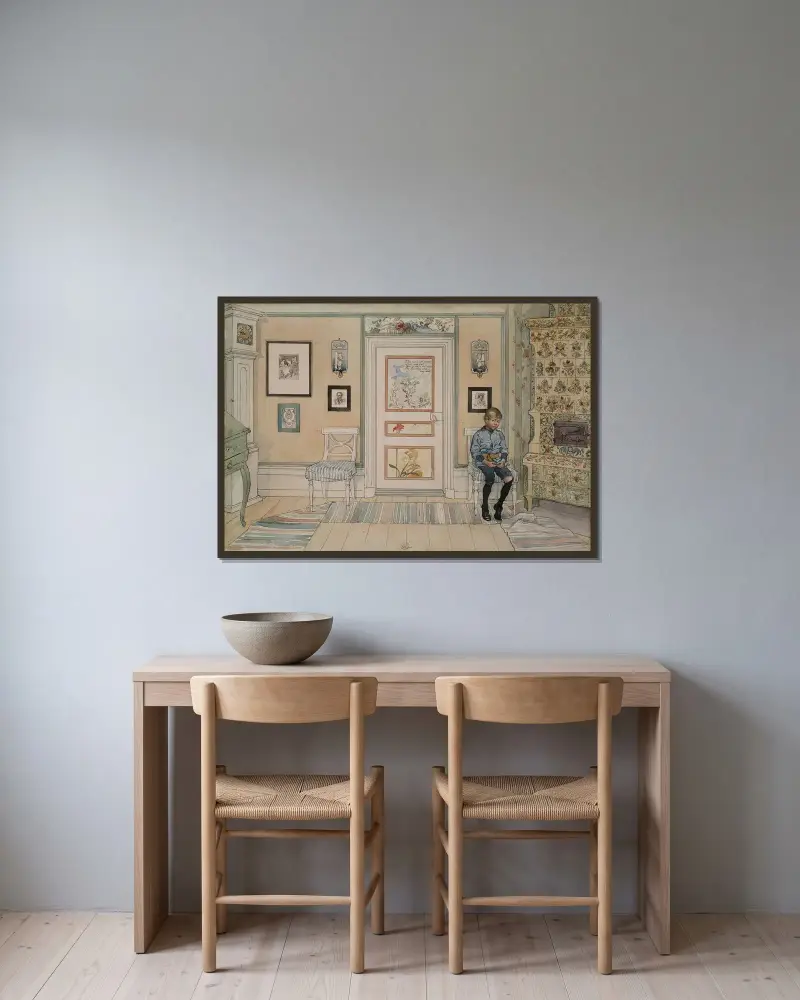 I hörnet av Carl Larsson inramad på en vägg