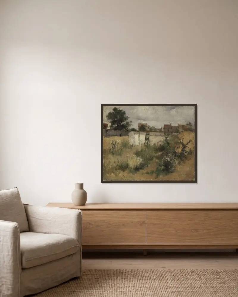 Landskapsstudie från Barbizon av Carl Larsson inramad på en vägg