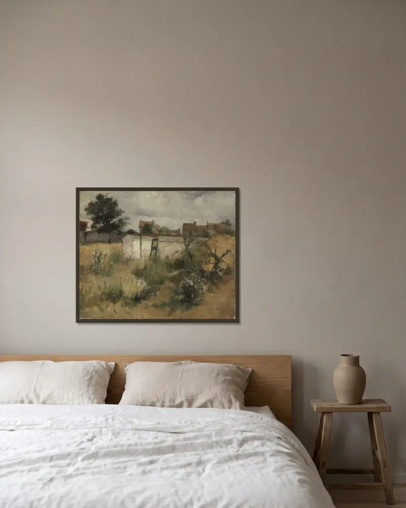 Landskapsstudie från Barbizon av Carl Larsson inramad på en vägg
