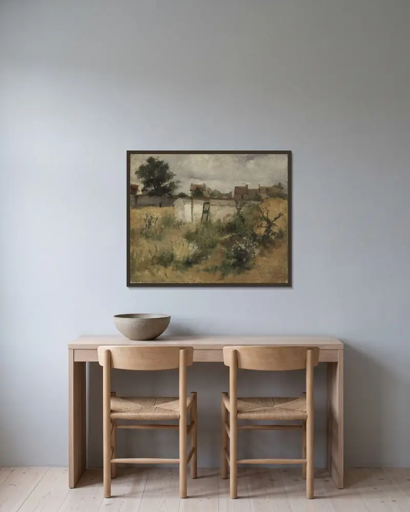 Landskapsstudie från Barbizon av Carl Larsson inramad på en vägg
