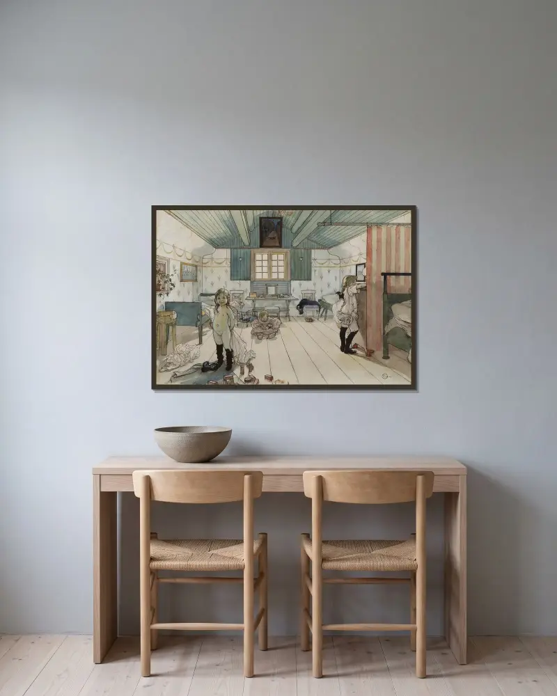 Mamin a malých dívek pokoj, Carl Larsson v rámu na stěně
