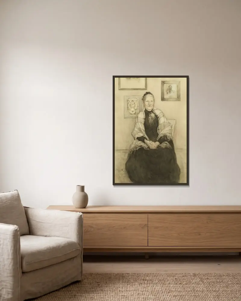 Mother von Carl Larsson gerahmt an einer Wand