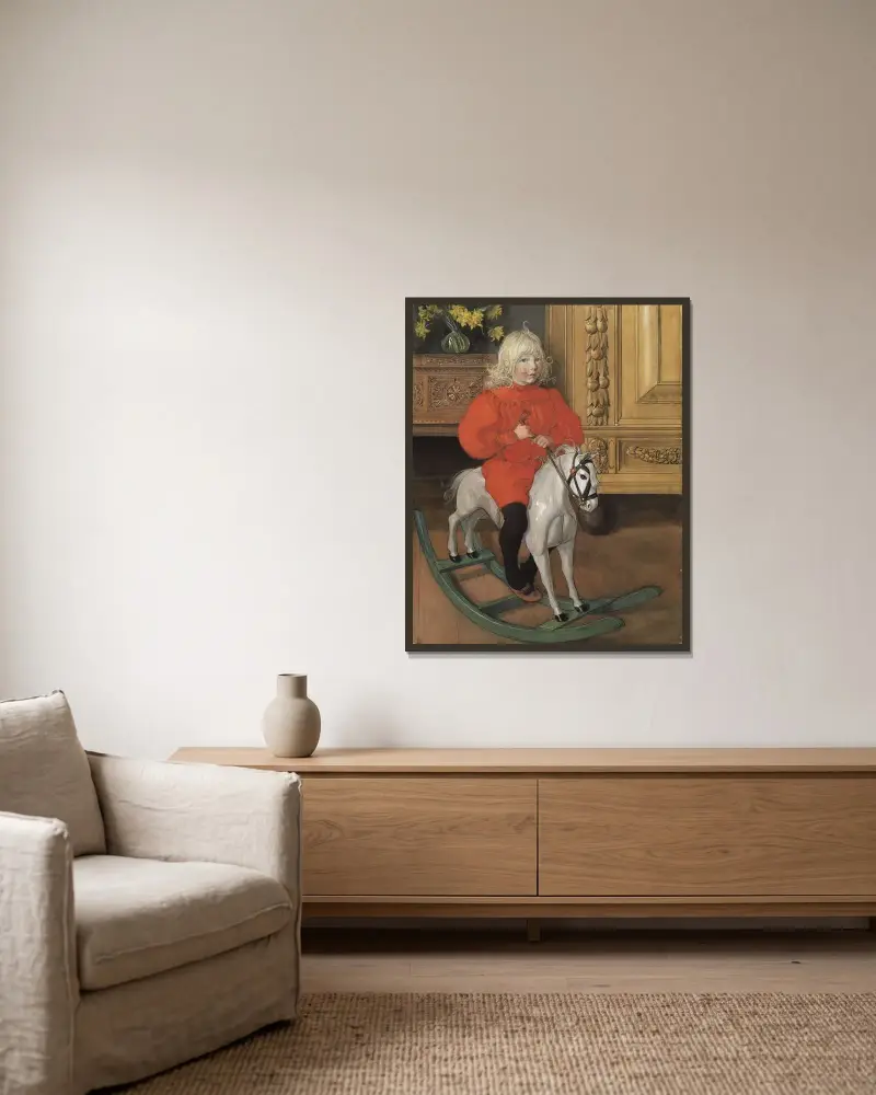 „Murre“. Porträt von Casimir Laurin von Carl Larsson gerahmt an einer Wand