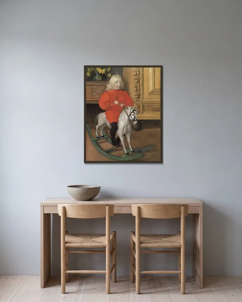 „Murre“. Porträt von Casimir Laurin von Carl Larsson gerahmt an einer Wand