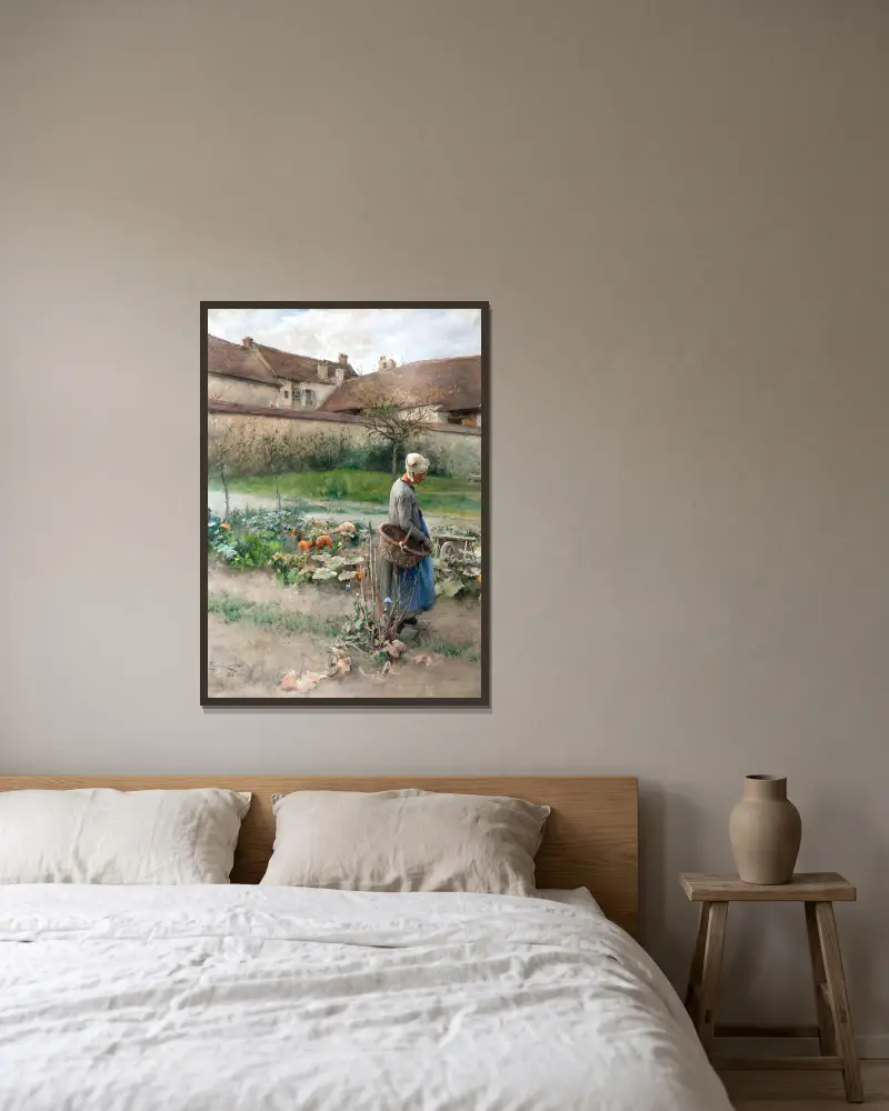 Oktober av Carl Larsson inramad på en vägg