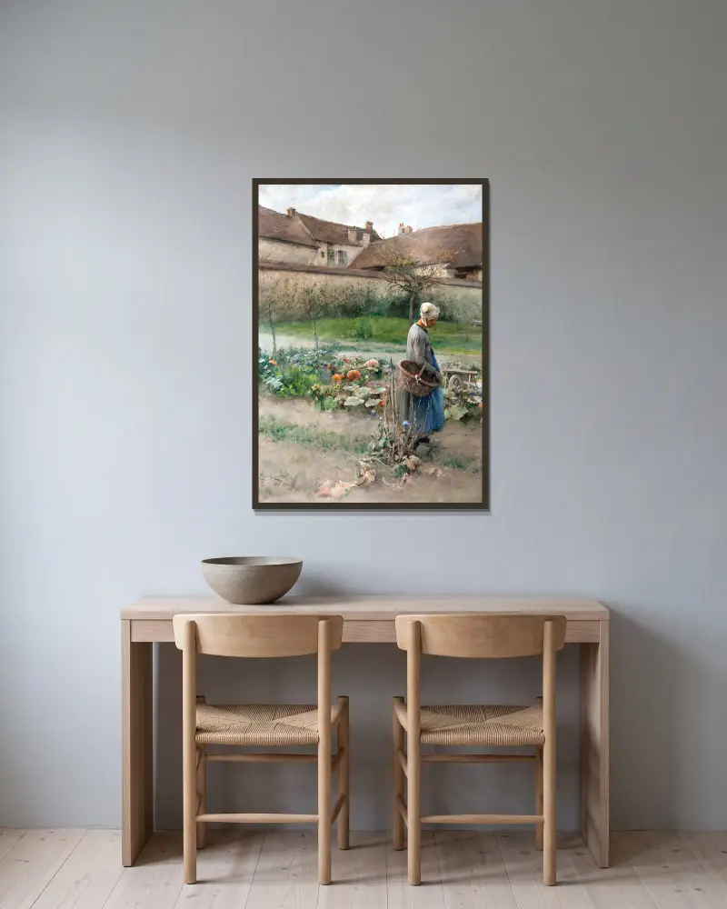 Oktober av Carl Larsson inramad på en vägg