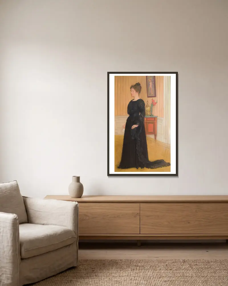 Porträtt av fru Signe Thiel, 1900 – nr 1 av Carl Larsson inramad på en vägg