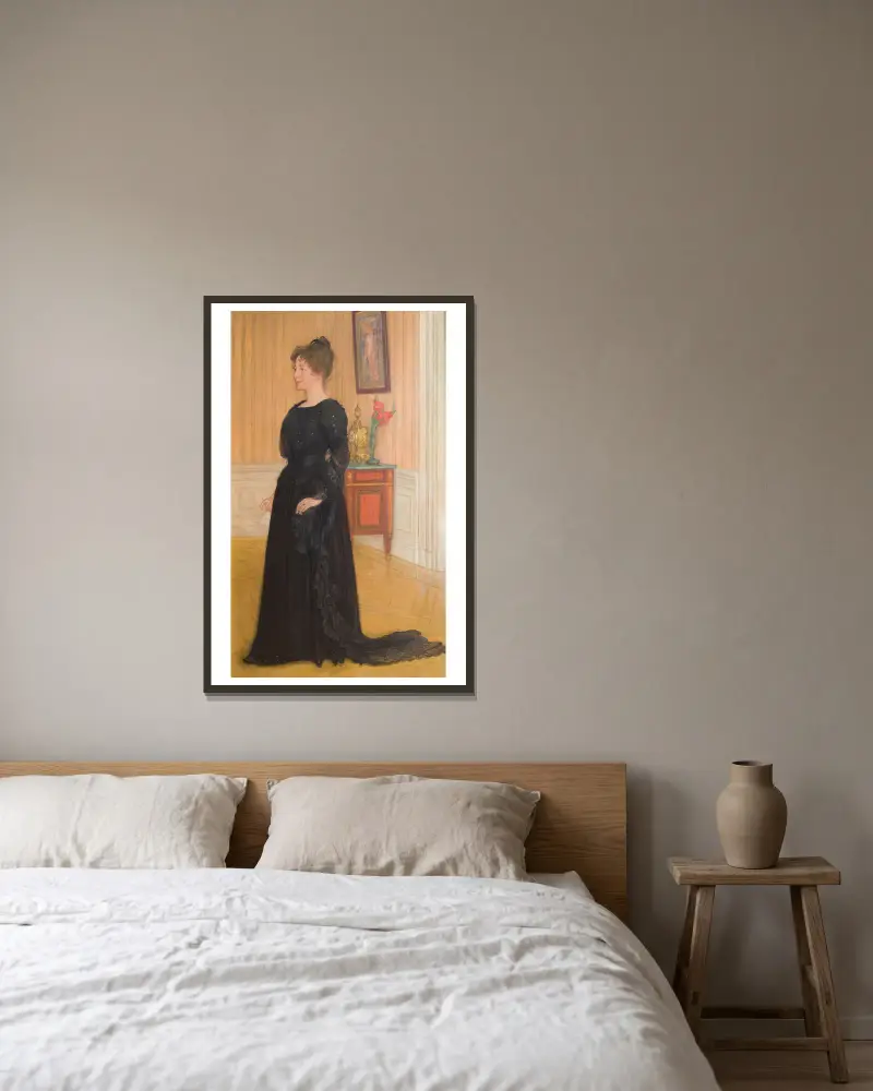 Porträtt av fru Signe Thiel, 1900 – nr 1 av Carl Larsson inramad på en vägg
