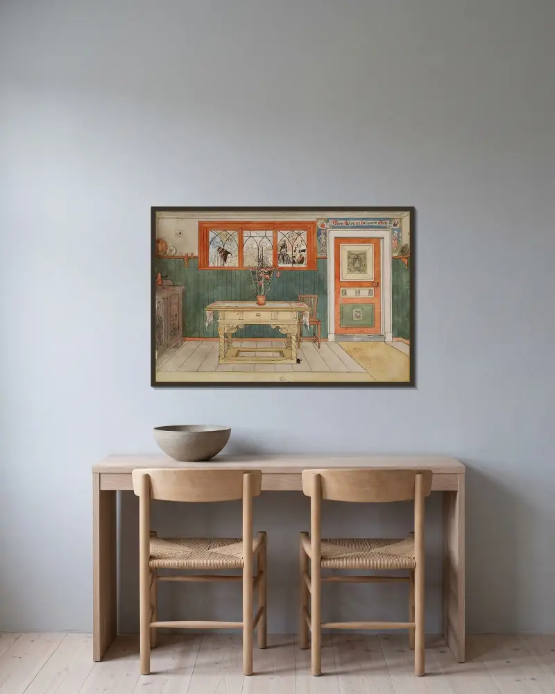 Matsalen av Carl Larsson inramad på en vägg
