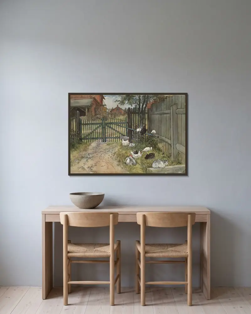 Grinden av Carl Larsson inramad på en vägg