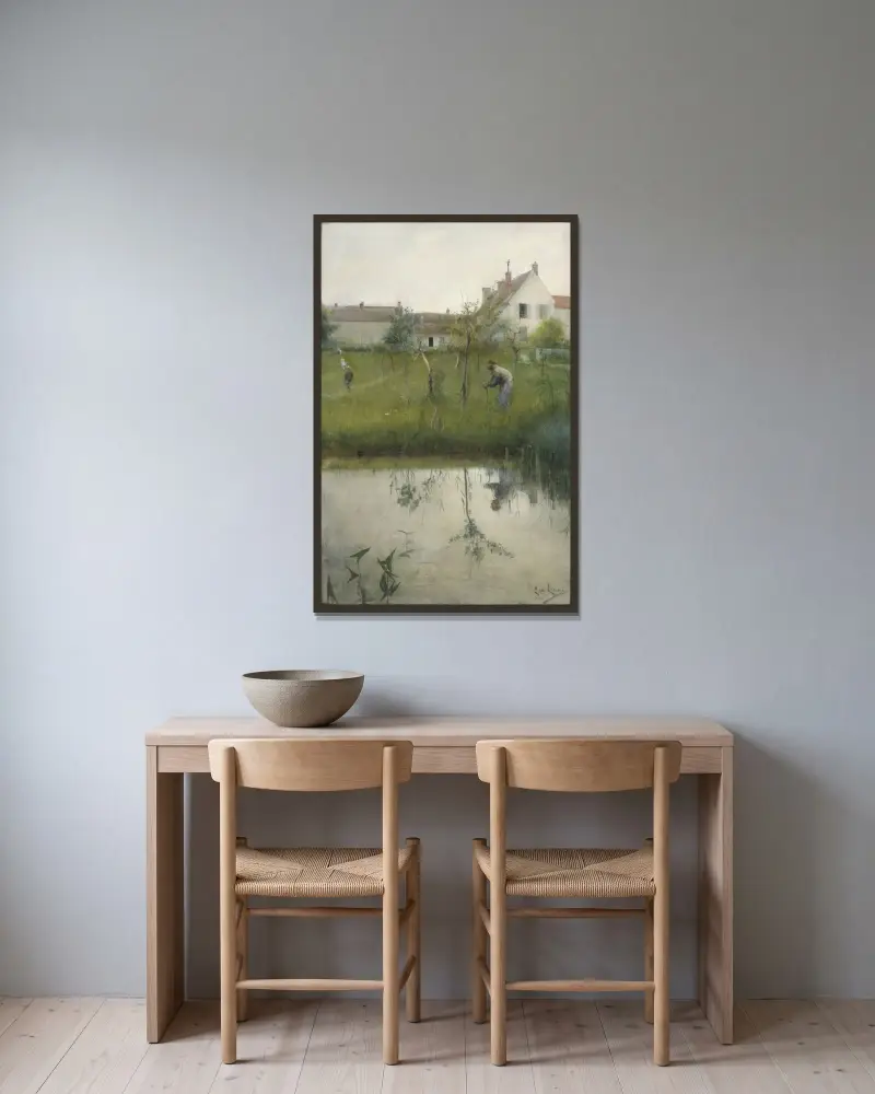 Starzec i szkółka drzew, Carl Larsson w ramie na ścianie